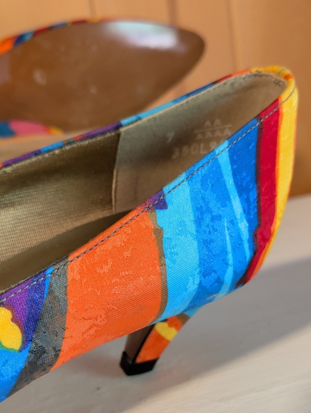 Rainbow Satin Kitten Heels - Picture 4 of 5
